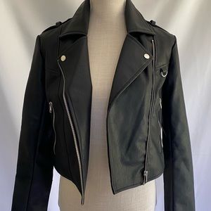 Missguided Black Leather Jacket Size 0